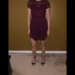 Kendall and Kylie burgundy lace dress